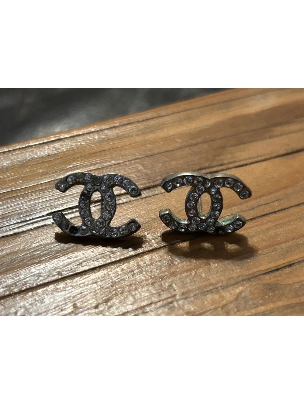 Chanel Crystal CC Logo Stud Earrings with 2 more Sets of studs included